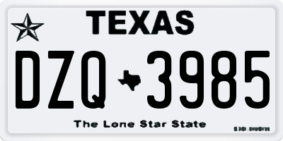 TX license plate DZQ3985