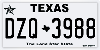 TX license plate DZQ3988