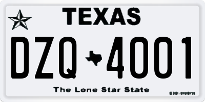 TX license plate DZQ4001