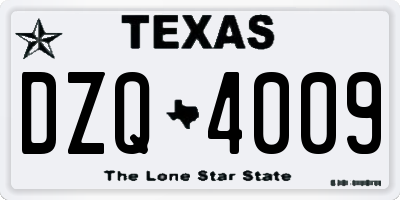 TX license plate DZQ4009