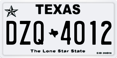 TX license plate DZQ4012