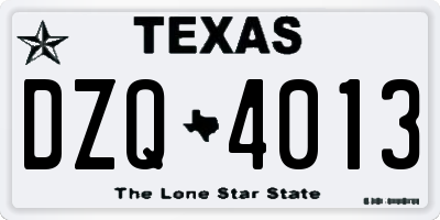 TX license plate DZQ4013