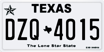 TX license plate DZQ4015