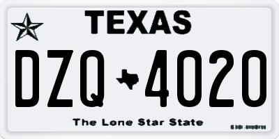 TX license plate DZQ4020