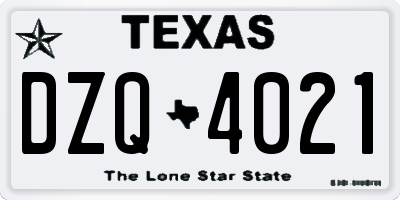 TX license plate DZQ4021