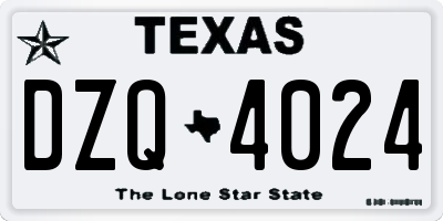 TX license plate DZQ4024