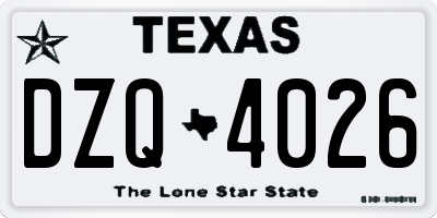 TX license plate DZQ4026