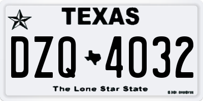TX license plate DZQ4032