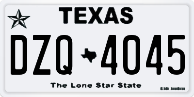 TX license plate DZQ4045