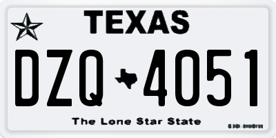 TX license plate DZQ4051