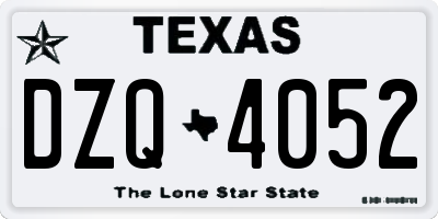 TX license plate DZQ4052