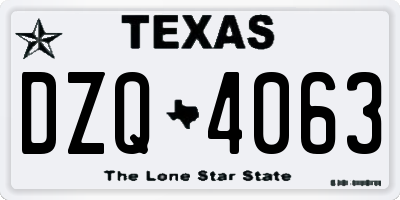 TX license plate DZQ4063