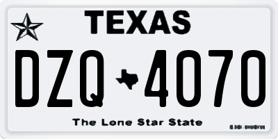 TX license plate DZQ4070