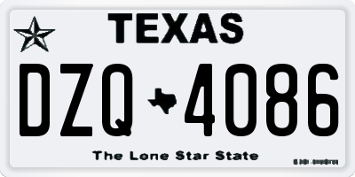 TX license plate DZQ4086