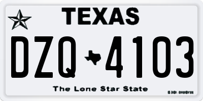 TX license plate DZQ4103