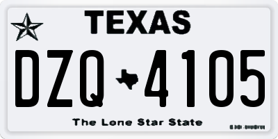 TX license plate DZQ4105