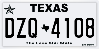 TX license plate DZQ4108