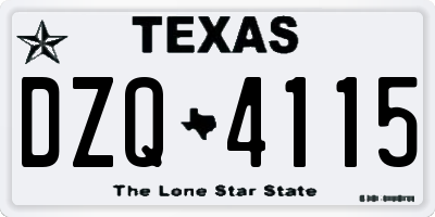TX license plate DZQ4115