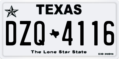 TX license plate DZQ4116