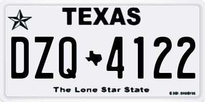 TX license plate DZQ4122
