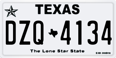 TX license plate DZQ4134