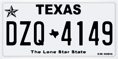 TX license plate DZQ4149