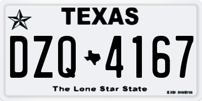 TX license plate DZQ4167