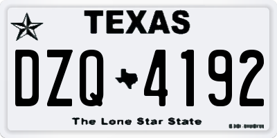 TX license plate DZQ4192