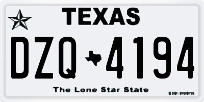 TX license plate DZQ4194