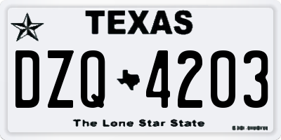 TX license plate DZQ4203