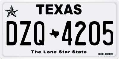 TX license plate DZQ4205