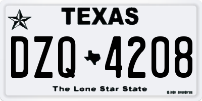 TX license plate DZQ4208