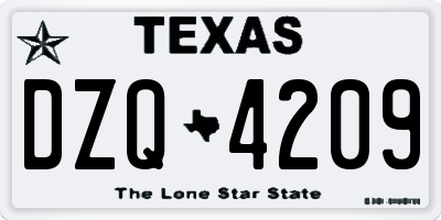 TX license plate DZQ4209