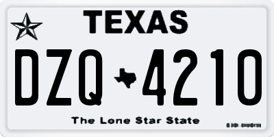 TX license plate DZQ4210