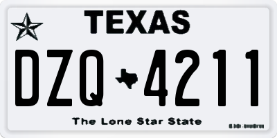 TX license plate DZQ4211