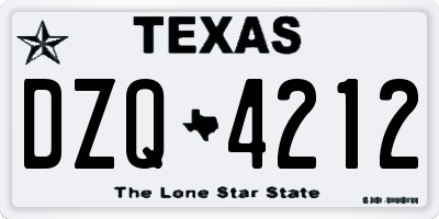 TX license plate DZQ4212