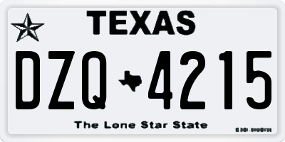 TX license plate DZQ4215