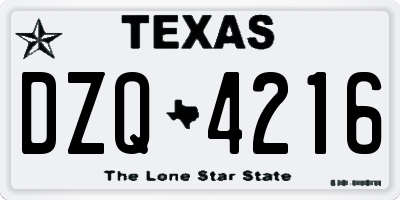 TX license plate DZQ4216