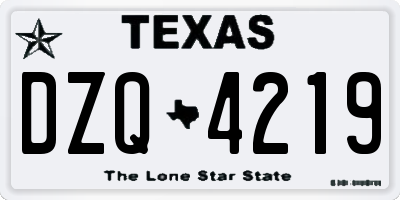 TX license plate DZQ4219