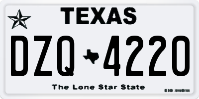 TX license plate DZQ4220