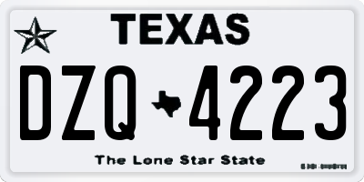 TX license plate DZQ4223