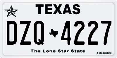 TX license plate DZQ4227
