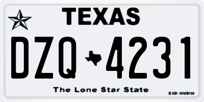 TX license plate DZQ4231