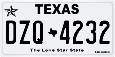TX license plate DZQ4232