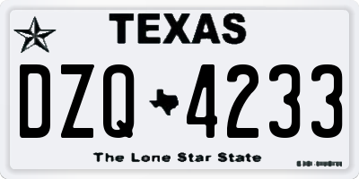 TX license plate DZQ4233