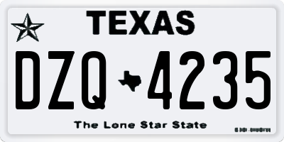TX license plate DZQ4235