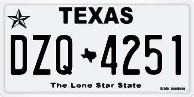 TX license plate DZQ4251