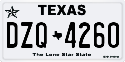 TX license plate DZQ4260