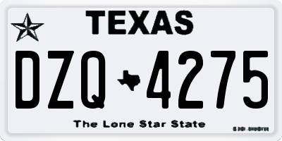TX license plate DZQ4275