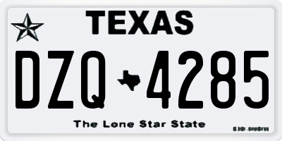 TX license plate DZQ4285